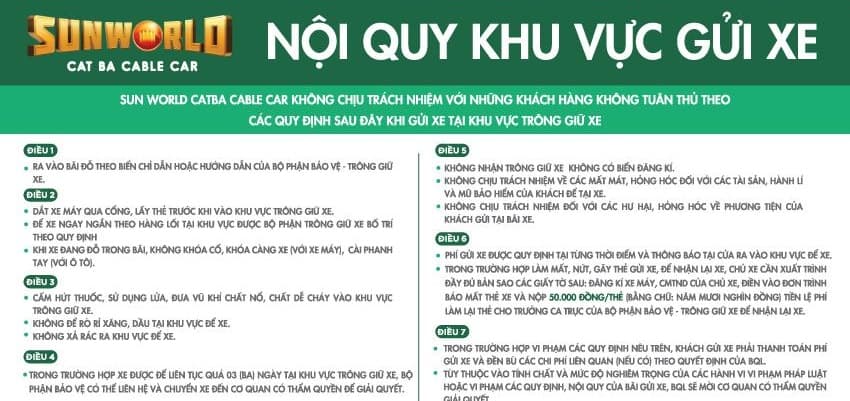 Giá vé gửi xe tại Bến Cáp Treo Cát Bà